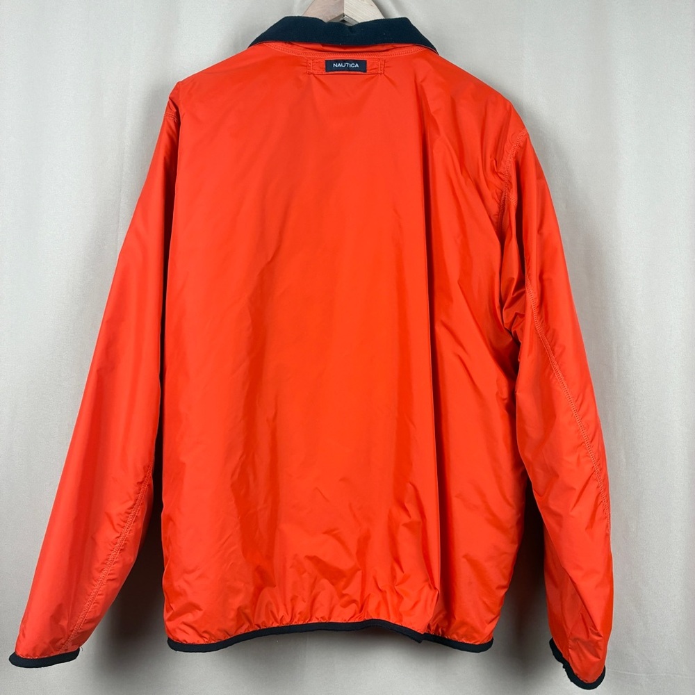 Nautica Mens‎ Windbreaker Pullover L Orange Nylon Quarter Zip Streetwear Y2K - Picture 8 of 11